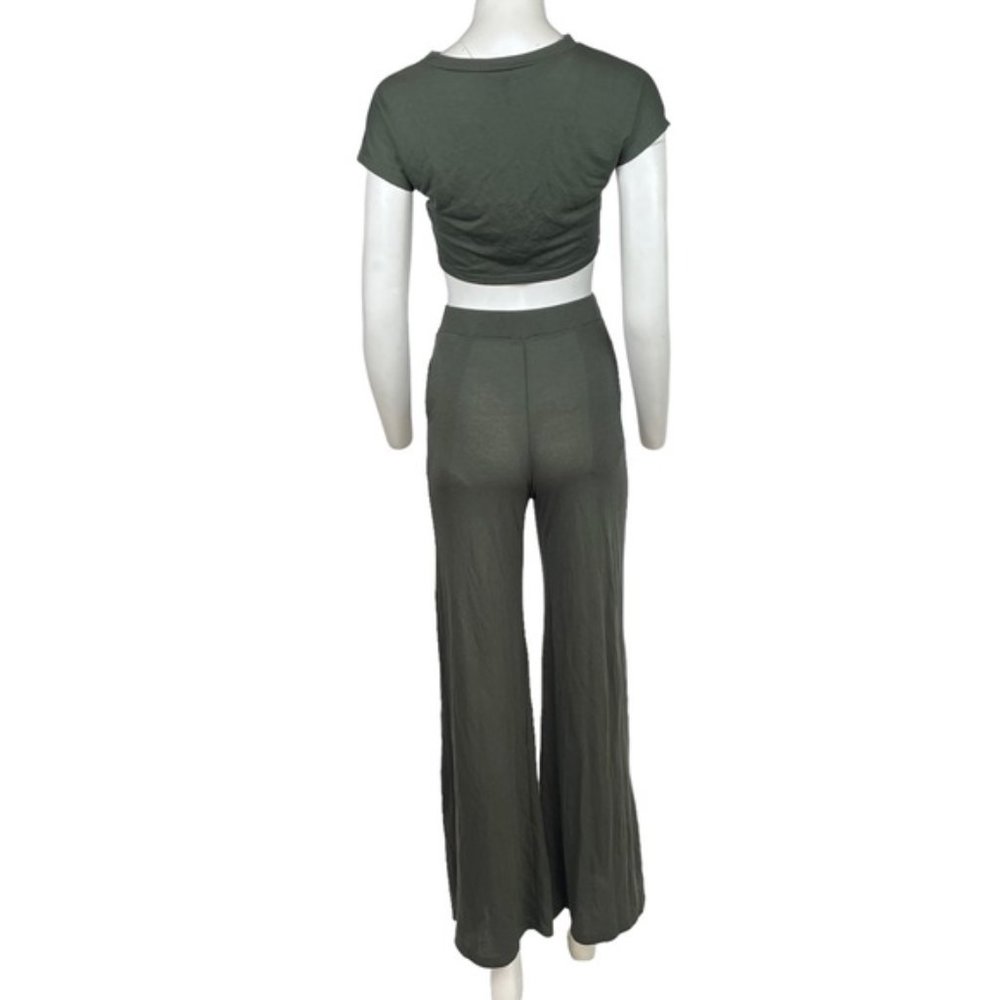 NWT Olive Wide Leg Lounge Pants Set Small - Picture 4 of 6